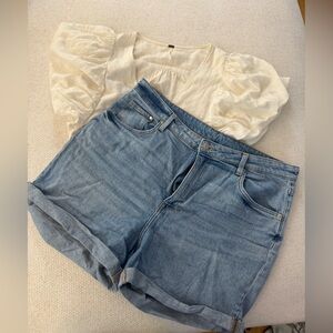 H&M ultra high waisted mom Blue Denim Shorts